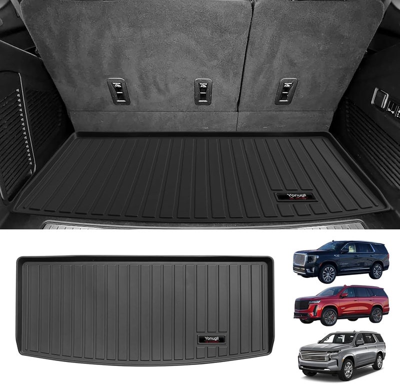 Yonugli Custom for 2021-2025 2026 Chevy Tahoe/GMC Yukon (Not XL)/Cadillac Escalade (Not ESV) Cargo Mats Trunk Liner All Weather TPE Protection Mat Accessories (for 2021-2026 Chevy Tahoe/Yukon/Escalade) - Image 2